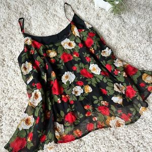Love Culture 2000’s flowy tank floral flower rose peplum like belly shir…